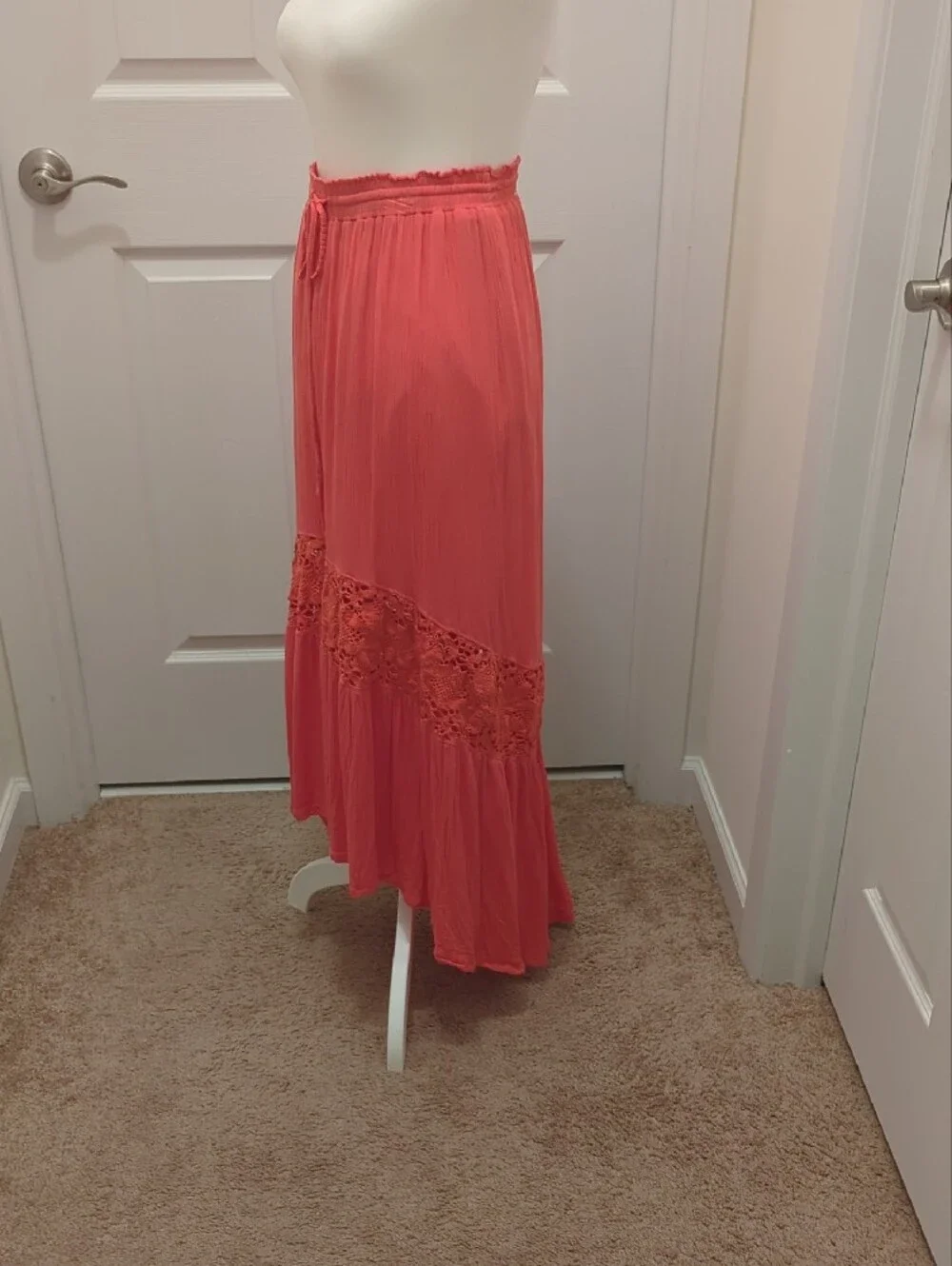 Aeropostale Coral Lace-Panel Maxi Skirt